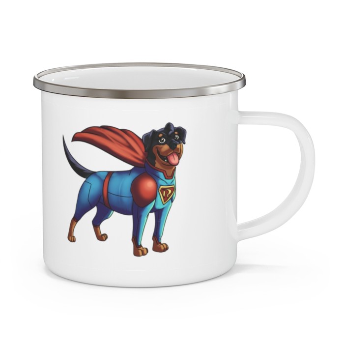 Rottie Boy and Girl: Enamel Camping Mug - Image 3