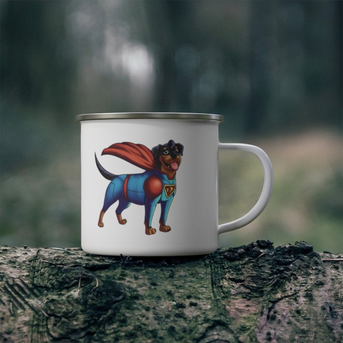 Rottie Boy and Girl: Enamel Camping Mug - Image 4