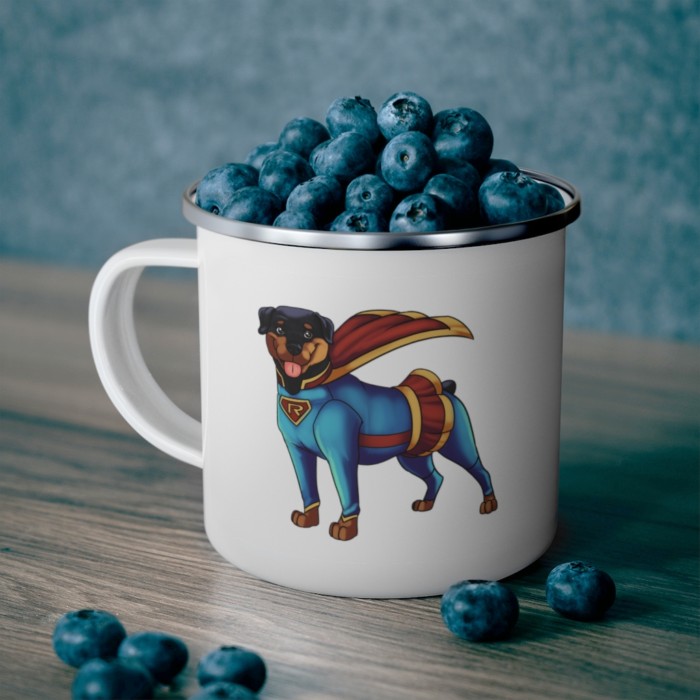 Rottie Boy and Girl: Enamel Camping Mug - Image 5