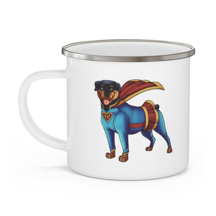 Rottie Boy and Girl: Enamel Camping Mug